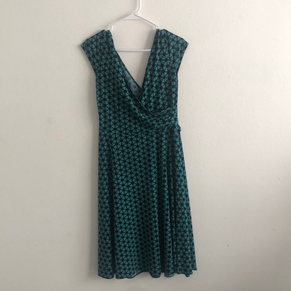 NY & Co. Turquoise Geometric Pattern Dress